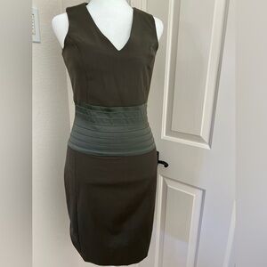 Guess Olive Green w satin trim shift v neck